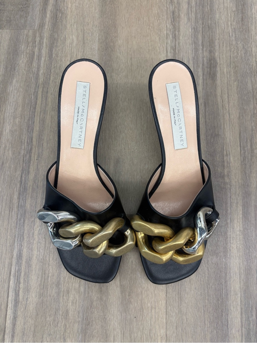 Stella McCartney Black Heels with Mixed Metal Accents